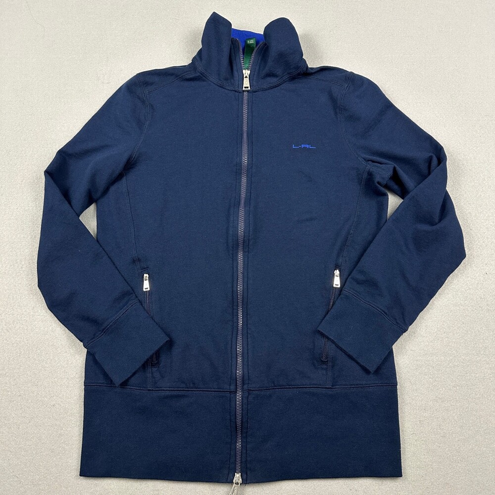 Lauren Ralph Lauren Jacket Women Medium Navy Blue Full Zip Mock Neck Active M
